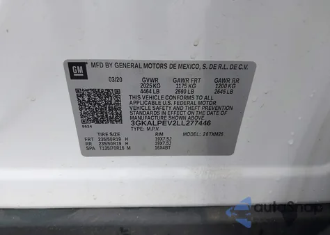 2020 GMC Terrain Fwd Slt from USA, damaged, VIN 3GKALPEV2LL277446